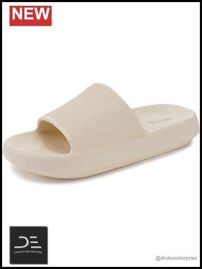 Women's Slides with Cushioned Thick Sole Slippers, EVA, Waterproof, Non-Slip,